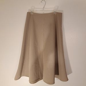 Odds & Evens, Jacket & Skirt Suit Set, Jacket Large, Skirt 11/12, Tan Pinstripe.